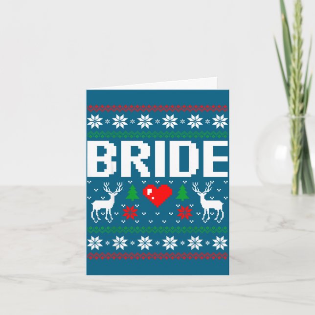 Bride groom engaged married couple ugly christmas card (Front)