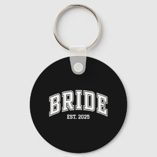 Bride Groom Est. 2025 Retro Just Married Couples W Keychain