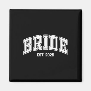 Bride Groom Est. 2025 Retro Just Married Couples W Magnet