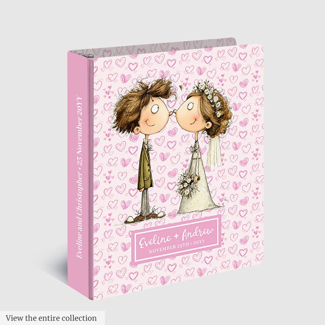 Bride Groom Funny Cartoon Wedding Album Custom Nam Binder (Bride Groom Funny Cartoon Wedding Album Custom Name)
