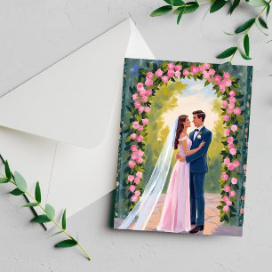Bride & Groom Garden Arch   Floral Wedding Card