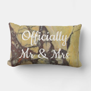 Bride Groom Gemstone Yellow Red Marble Keepsake Lumbar Pillow