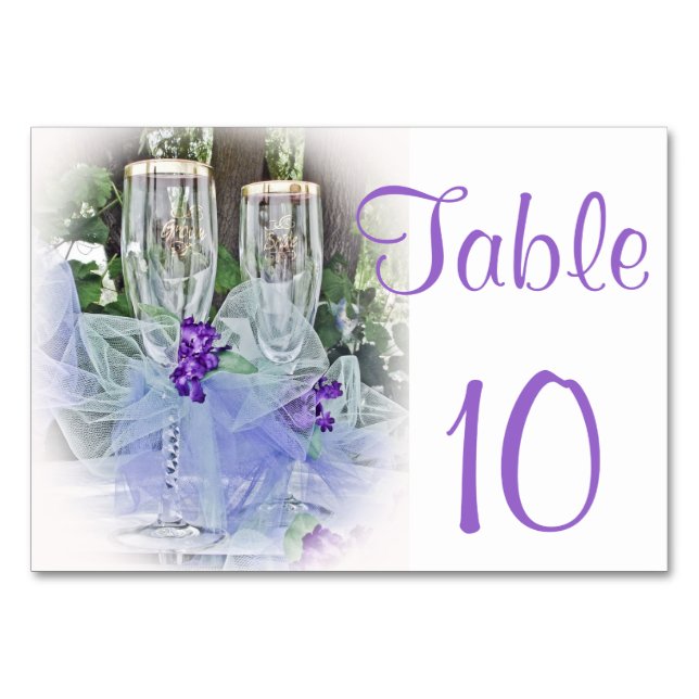 Bride & Groom Glasses Table Number (Front)