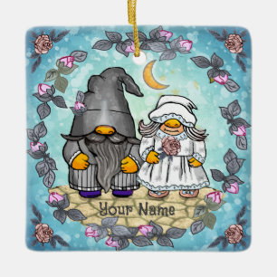 Bride & Groom gnome  Ceramic Ornament