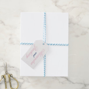 Bride, Groom & Hashtag Wedding Gift Tag Blush Pink