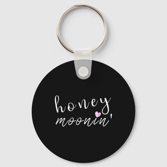 Bride Groom Honey Moonin Couples Wedding Funny Tee Keychain (Front)