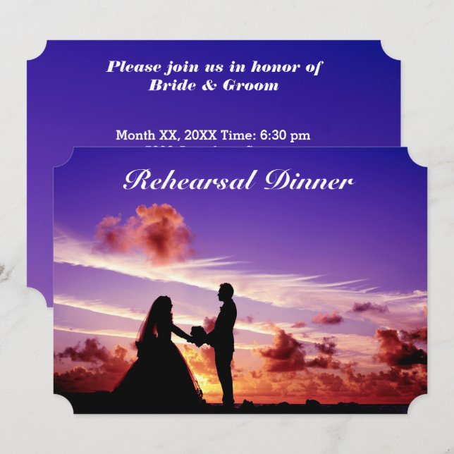 Bride & Groom in Sunset Rehearsal Dinner Card (Front/Back)