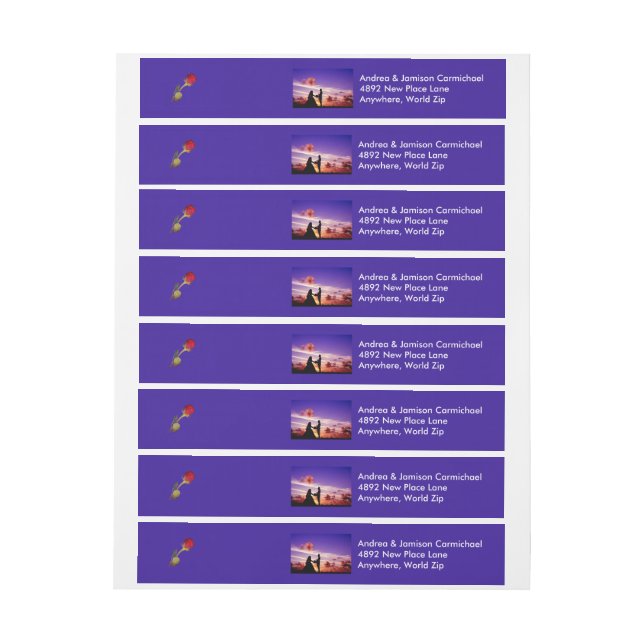Bride & Groom in Sunset Wrap Around Address Labels (Sheet)