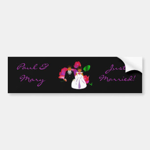 "Bride & Groom Just Married" Bumper- Customizable Bumper Sticker