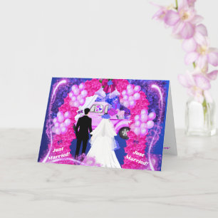 Bride Groom Just Married Greeting Card