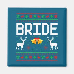 Bride groom married couple ugly christmas sweater magnet