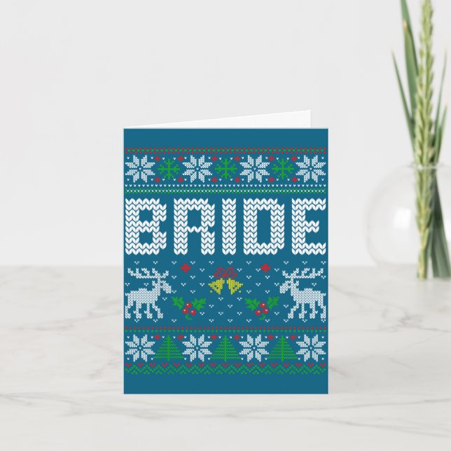 Bride groom married engaged couple ugly sweater  card (Front)