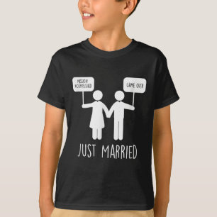 Bride Groom Minimal Line For Him &amp; Her Funny M T-Shirt