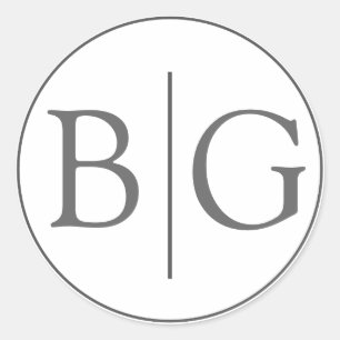 Bride Groom Monogram Grey Wedding Favour Stickers