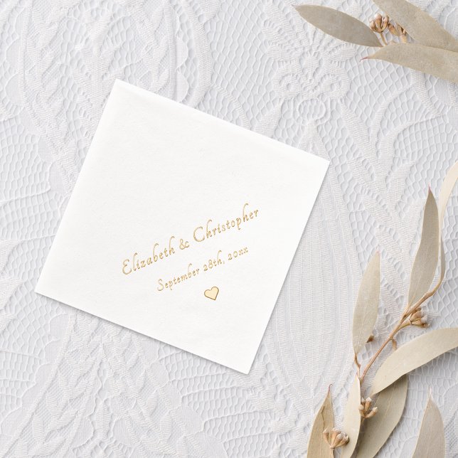 Bride Groom Monogramme Mariage Date Party Cocktail (Bride Groom Monogram Wedding Date Party Cocktail Foil Napkins)