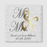 Bride & Groom | Mr & Mrs Wedding Keepsake Magnet<br><div class="desc">Wedding Day Favour Magnet. A Wedding Day Keepsake from the Bride and Groom ready to personalize. ✔Note: Not all template areas need changed. 📌If you need further customization, please click the "Click to Customize further" or "Customize or Edit Design" button and use our design tool to resize, rotate, change text...</div>