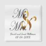 Bride & Groom | Mr & Mrs Wedding Keepsake Magnet<br><div class="desc">Wedding Day Favor Magnets. A Wedding Day Keepsake from the Bride and Groom ready to personalize. If need be... you can delete all text and start fresh with your own text, color and font choices with the Zazzle design tool area. ✔Note: Not all template areas need changed. 📌If you need...</div>