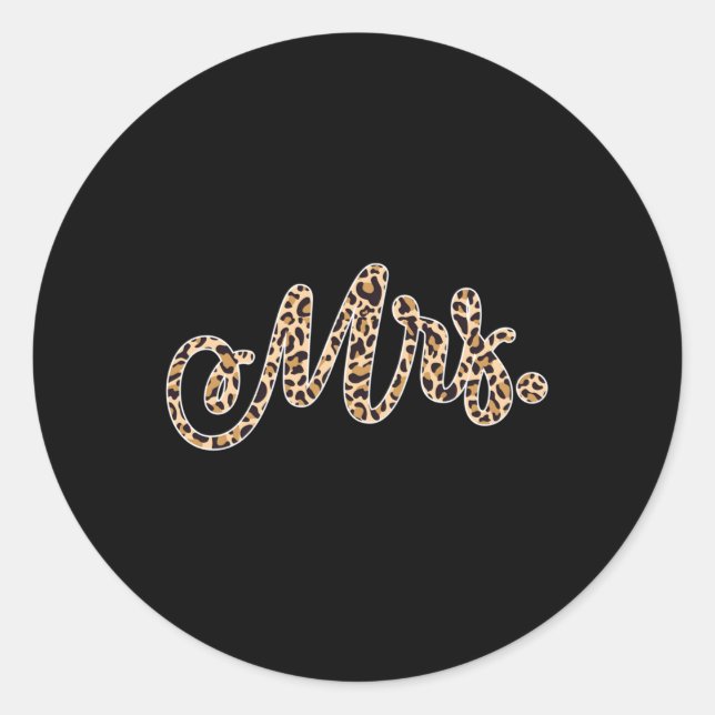 Bride Groom Mrs Leopard Print Wedding Matching Cou Classic Round Sticker (Front)
