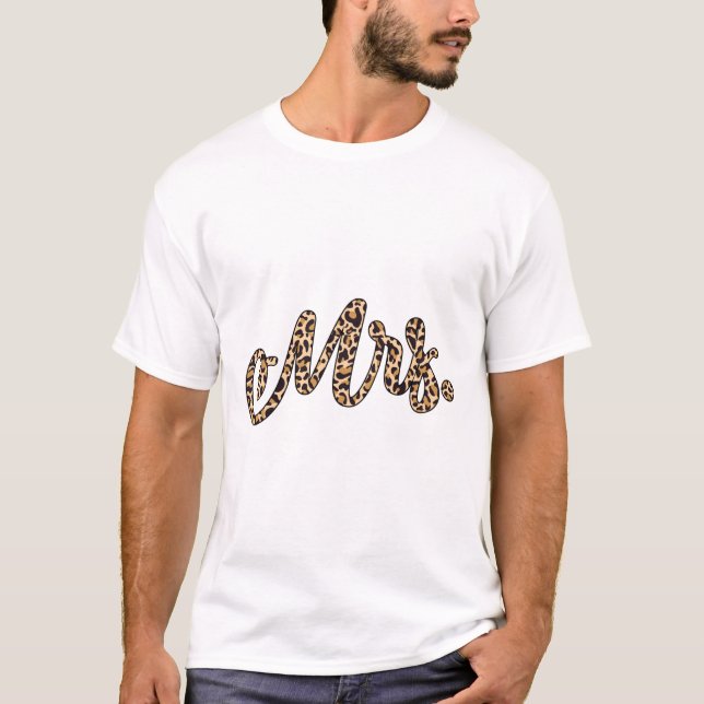 Bride Groom Mrs Leopard Print Wedding Matching Cou T-Shirt (Front)