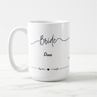 Bride & Groom Name and Date (RT Groom/LT Bride) Coffee Mug