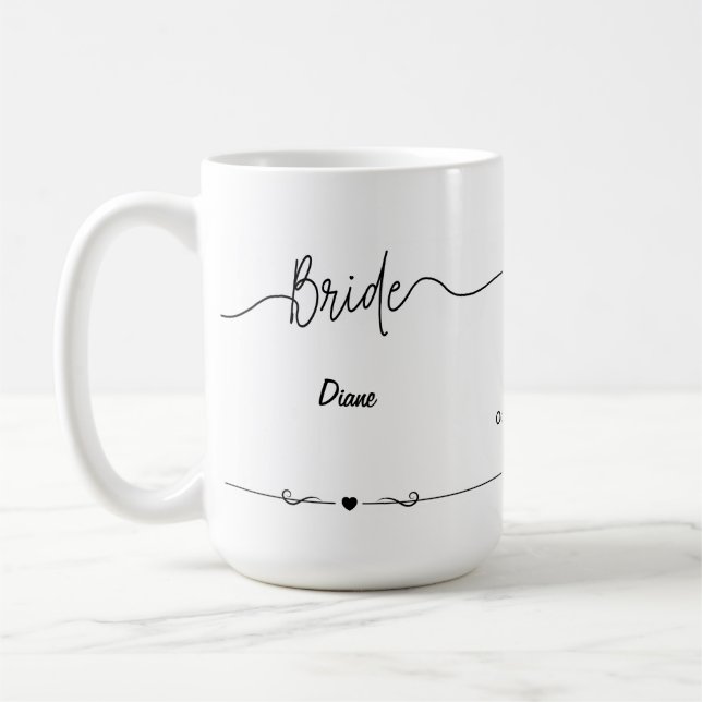 Bride & Groom Name and Date (RT Groom/LT Bride) Coffee Mug (Left)