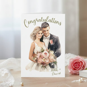 Bride & Groom Names Custom Wedding Congratulations Card