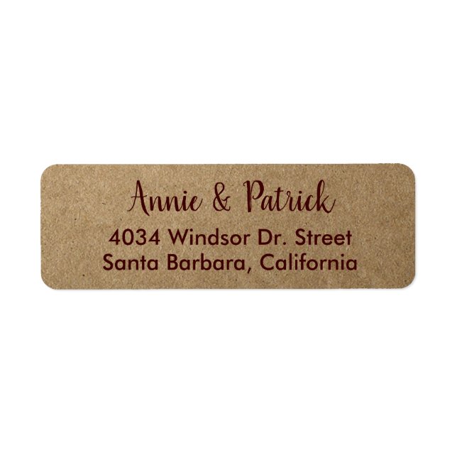 bride groom names return address (Front)