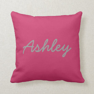 Bride Groom Names Reversible Pink Grey Throw Pillow