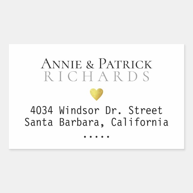 bride groom names wedding-sticker with address sticker (Front)
