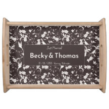 Bride & Groom on dark floral Wedding Party