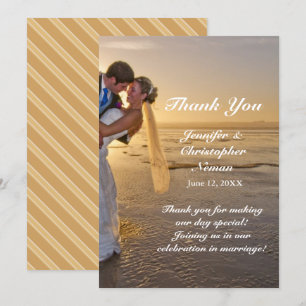 Bride & Groom on Sunset Beach Thank You Card