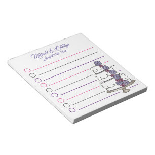 Bride Groom Personalized Floral Cake Wedding Favou Notepad