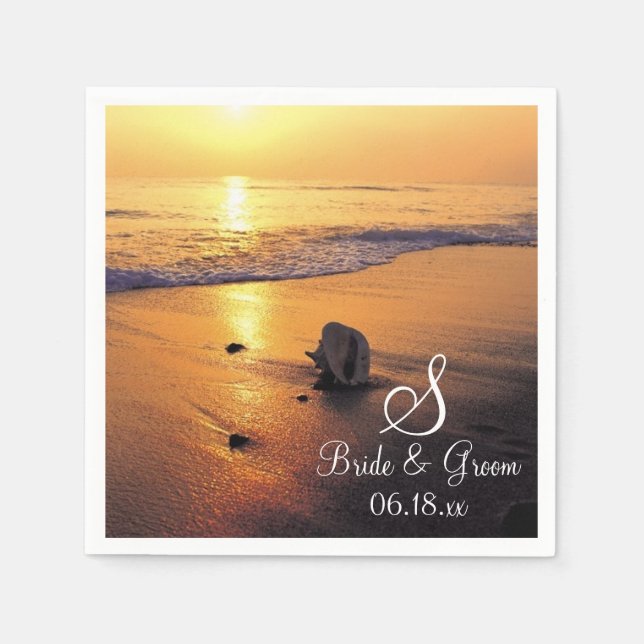 Bride Groom Personalized Monogram Wedding Date Pap Napkin (Front)