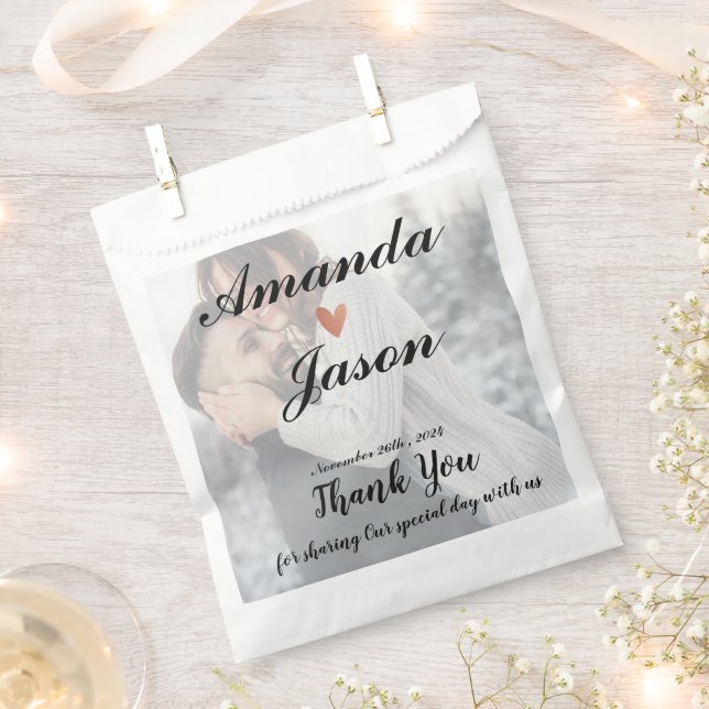Bride Groom Photo Thank You Wedding Party Favour Bag (Clipped)