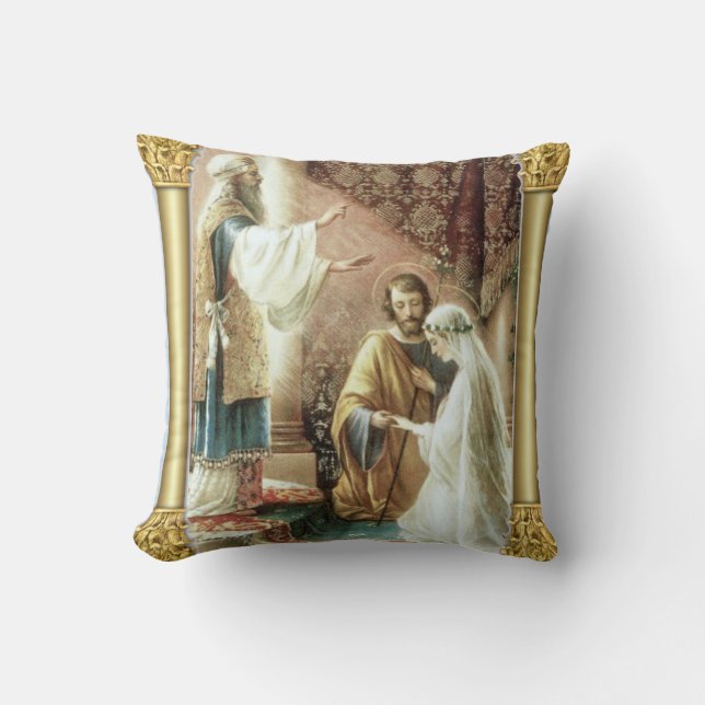 Bride & Groom Priest Wedding Engagement Throw Pillow (Front)
