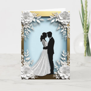 Bride Groom Romantic Wedding White Paper Flowers Card