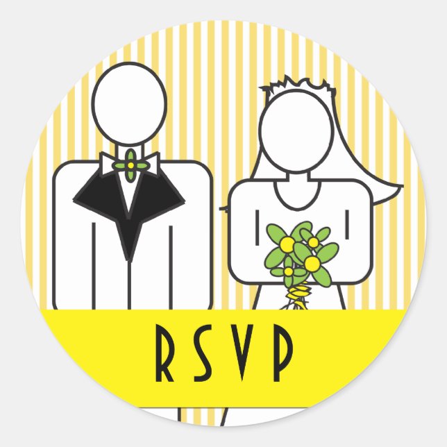 Bride & Groom rsvp Stickers (Front)