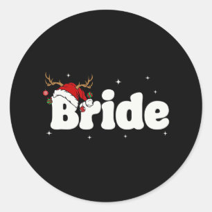 Bride Groom Santa Couples Christmas Outfits Xmas P Classic Round Sticker