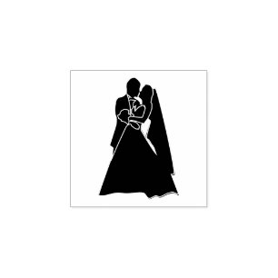 Bride Groom Silhouette Wedding Rubber Stamp