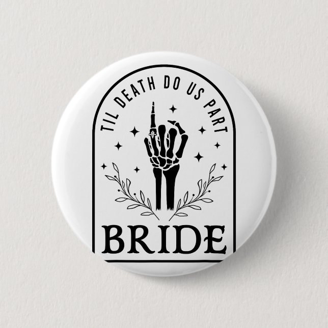 Bride Groom Skeleton Gothic Halloween Engagement W 2 Inch Round Button (Front)