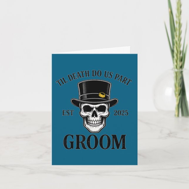 Bride groom skeleton gothic halloween wedding card (Front)