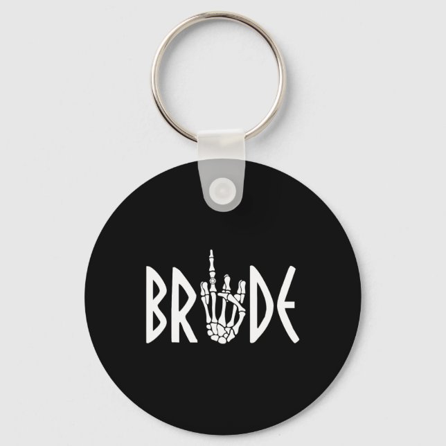 Bride Groom Skeleton Gothic Wedding Engagement Hal Keychain (Front)