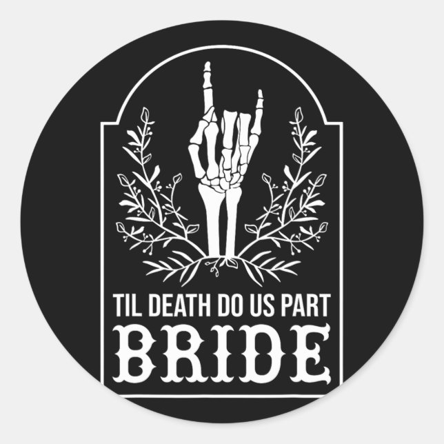 Bride Groom Skeleton Hand Couples Matching Wedding Classic Round Sticker (Front)