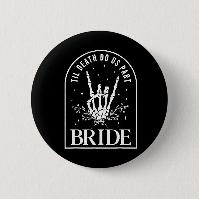 Bride Groom Skeleton Rock Hand Couples Wedding Hal 2 Inch Round Button (Front)
