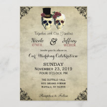 Bride & Groom Skull Goth Rustic Wedding