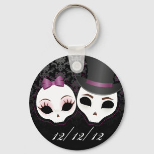 Bride & Groom Skullie (Violet) Keychain