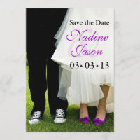 Bride & Groom Sneakers & High Heels Save the Date
