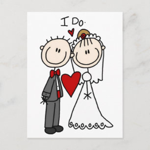 Bride & Groom Stick Figures Add Your Own Greeting Postcard