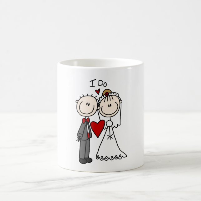 Bride & Groom Stick Figures Wedding I Do Coffee Mug (Center)