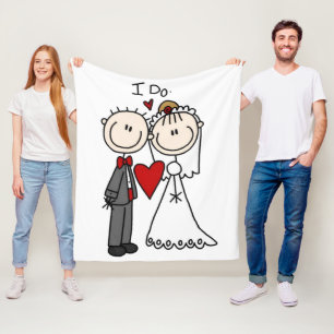 Bride & Groom Stick Figures Wedding I Do  Fleece Blanket